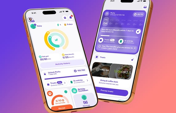 Two phones each showing a screenshot of the Biscuit app
