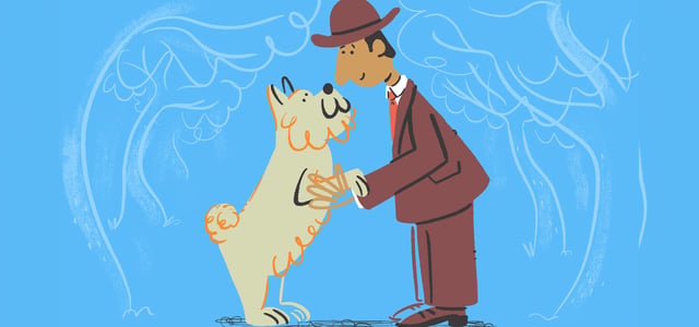 illustration of hachi and owner