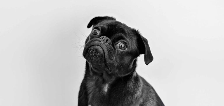 A dog in black and white