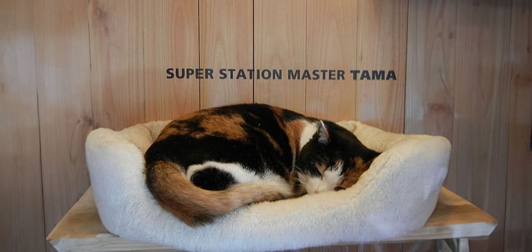 Tama sleeping in a white bed in her converted office