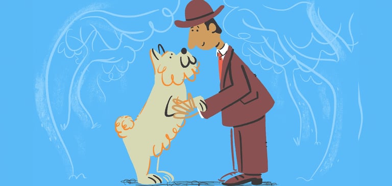 illustration of hachi and owner