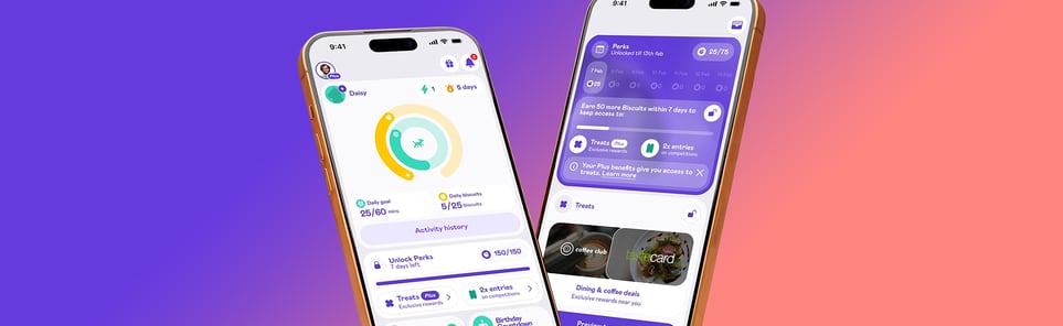 Two phones each showing a screenshot of the Biscuit app