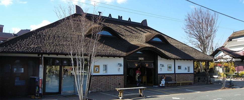 Kishi station exterior that looks like a cat